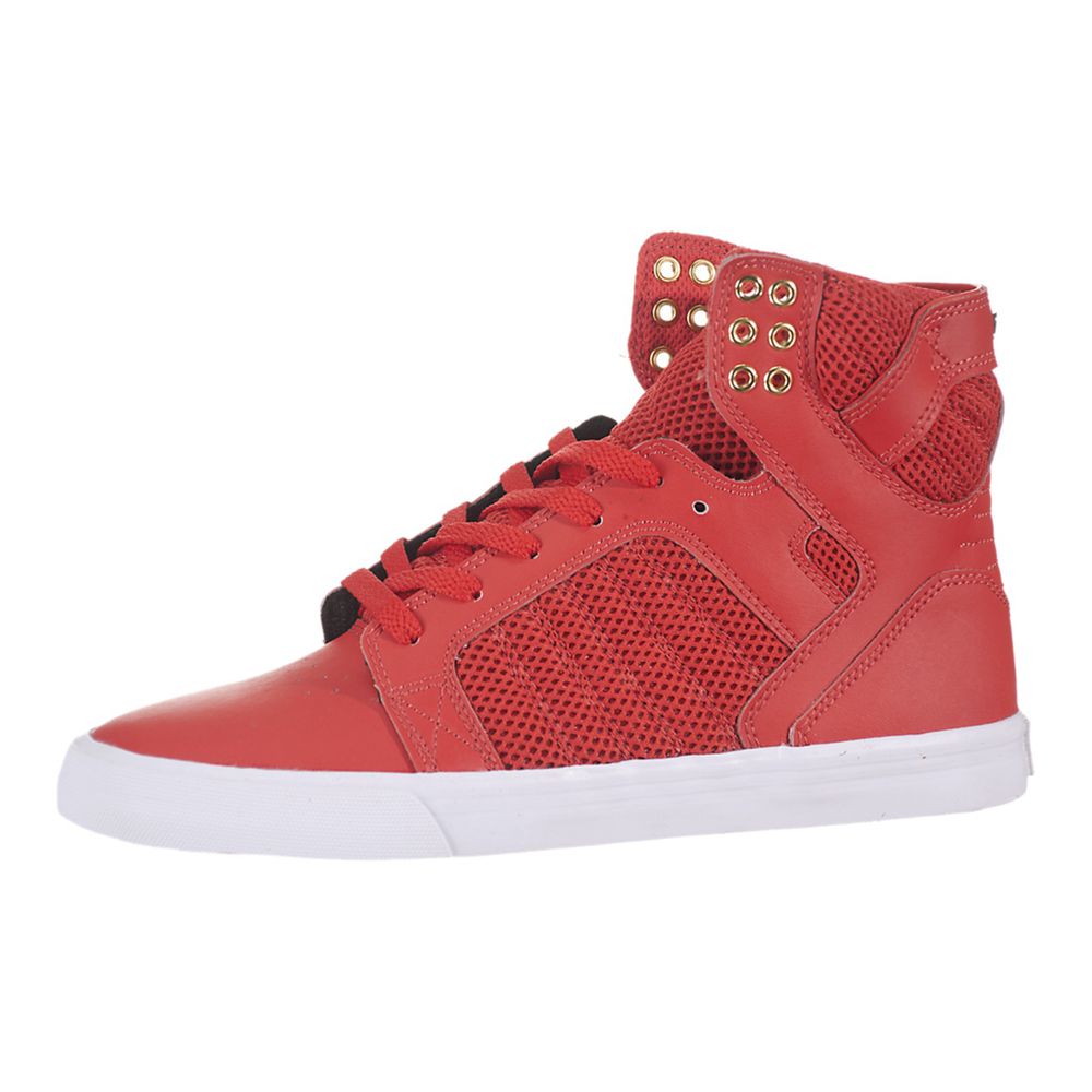 Baskets Montantes Supra SkyTop Rouge Red/Gold-White Femme | KKI-69159905